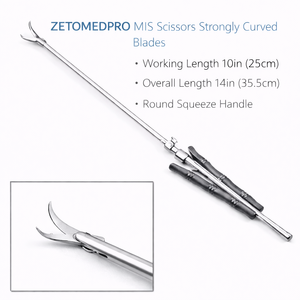 Tijeras MIS Premium con Hojas Curvadas, Eje de 5 mm, Longitud de Trabajo de 25 cm, Longitud Total de 35.5 cm, Mango Redondo Acolchado – ZETOMEDPRO - Product Image 3