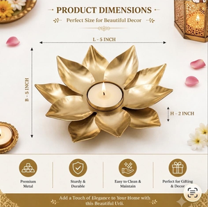 <b>Lotus</b> Shape Brass Tea Light Candle Holder Decorative Diya Traditional Brass <b>Lotus</b> <b>Lamp</b> for Diwali Pooja Room Temple Home Decor - Product Image 4