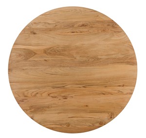 Table à manger ronde en bois d'acacia avec pieds en métal, finition naturelle et noire, table à manger industrielle pour la maison, la cuisine, le bureau, le restaurant - Product Image 6