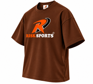 T-shirt marron surdimensionné pour hommes, manches courtes, col rond, imprimé, streetwear décontracté - Product Image 2