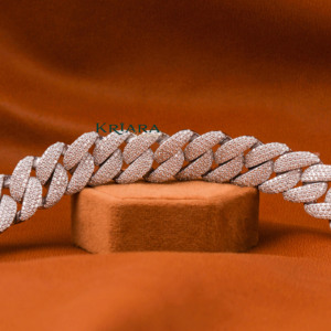 Pulsera de Cadena de Plata S925 con Moissanita, Corte Brillante Redondo, Micro Pavé, Diseño Geométrico de Lujo Unisex - Product Image 2