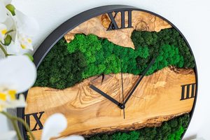 Rustic Wood Slice Wall <b>Clock</b> Scenic Forest Design Analog Quartz Timepiece Round Wooden Decor for Living Room moss <b>clock</b> - Product Image 6