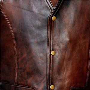 Chaleco de Cuero Marrón Claro con Cuello en V, Prenda Exterior Informal Transpirable para Invierno, Servicio OEM Disponible - Product Image 6