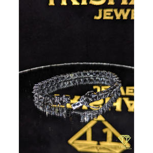 Premium Round Brilliant Cut Moissanite Tennis <b>Bracelet</b> in 925 <b>Sterling</b> <b>Silver</b> <b>Silver</b> Plated with IGI Certified Stones for Men - Product Image 4