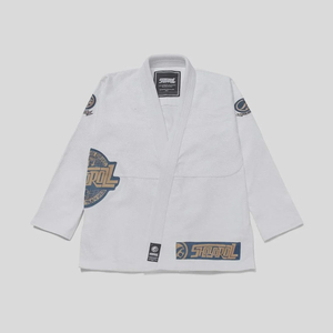 ชุดยิวยิตสู Shoyorol Oxford Competitor BJJ รุ่นพิเศษลิมิเต็ดอิดิชั่น สีขาว สำหรับบราซิลเลี่ยนยิวยิตสู แบบซักแล้ว โลโก้ด้านหน้า ราคาขายส่ง RTS - Product Image 1