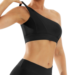 Top Deportivo Asimétrico Azul Marino para Mujer, Sin Varillas, Sin Costuras, para Yoga - Product Image 2