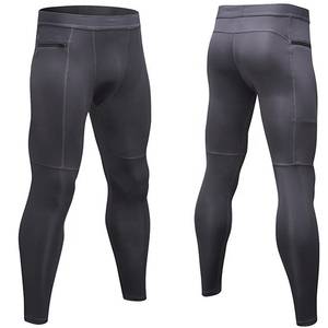 Pantalon de compression pour homme, coupe ajustée, extensible, pour entraînement, course à pied, sport, couche de base, antibactérien, longueur genou - Product Image 1