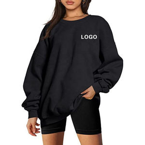 Custom Logo High Quality Soft Fleece Drop Shoulder <b>Plain</b> Sport <b>Jumpers</b> High Polo Oversized Women Sweatshirt All Day Wear Comfort - Product Image 3