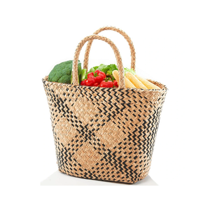 Bolsa de Compras Ecológica de Seagrass Bicolor al por Mayor con Asas Reutilizables, Ligera y de Cierre Abierto para Frutas y Verduras, Vietnam - Product Image 1