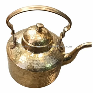 กาน้ำชาทองเหลืองพร้อมฝาและที่จับชุบทองอย่างดีที่สุดสำหรับเสิร์ฟชาและเอสเปรสโซของบ้านและโรงแรม - Product Image 3