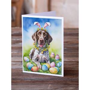 Whimsical A7 Size <b>5x7</b> German Shorthaired Pointer Easter Egg Hunt Note Cards Pack 8 Blank Cards <b>Envelopes</b> for Greeting Purpose - Product Image 2