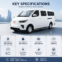 Uniquement voitures à conduite à droite (RHD) : Minibus électrique Wuling Yangguang, autonomie de 300 km, fourgonnette électrique pour usage professionnel et passagers