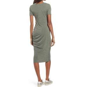 Proshah-vestido veraniego de poliéster suave para mujer, vestido veraniego de corte regular de manga corta sin forro - Product Image 3