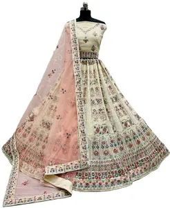 Populer sesuai permintaan banyak warna bordir pekerjaan tangan lehenga choli dengan blus dibuat sesuai pesanan etnis pakaian grosir dari iindia