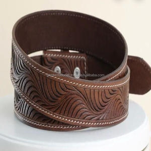 Ceinture d'outillage à la main en cuir occidental véritable au tannage végétal en gros avec ceinture de cow-boy à boucle unique en laiton antique design - Product Image 5