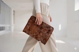 Funda Protectora Delgada para Laptop de Gran Capacidad, Hecha a Mano, de Cuero Genuino con Pelo, para Negocios, LHNS-0005 - Product Image 3