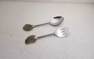 100% seguro de alimentos de ensalada de madera servidor o ensalada de cucharas para la casa y el restaurante uso con precio barato para la venta por la India lugar de arte - Product Image 5