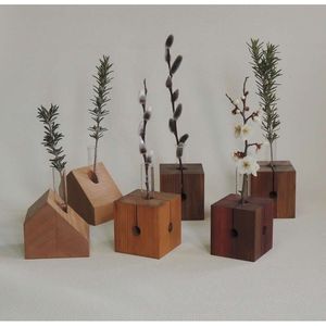 RR ENTERPRISES - Jarrón Decorativo de Madera para Interiores de Oficina, Diseño de Bambú y Madera, Modelo RR202513134, para Interiores Elegantes - Product Image 3