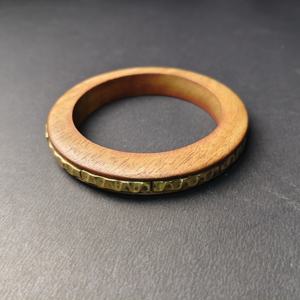 Handmade Natural Wood <b>Bangle</b> with Wavy Brass Inlay - Bohemian Style Handcrafted <b>Wooden</b> Jewelry for Women - Eco-Friendly - Product Image 5