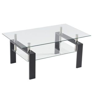 Two-Tier Arc Shaped Tempered Glass Coffee Table - Product Image 1