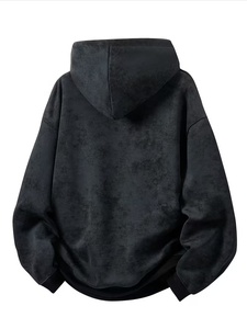 Sweat à capuche streetwear avec patch brodé appliqué, effet vintage délavé à l'acide, délavé soleil, usé, couleur unie, en molleton, manches classiques, poche - Product Image 2