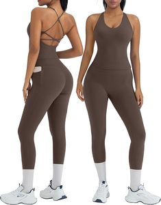 Ensemble de vêtements de sport pour femmes, leggings côtelés élégants, soutien-gorge de sport à maintien élevé - Product Image 1