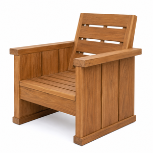 Silla de Jardín Moderna de Madera de Teca Maciza con Reposabrazos Anchos, Resistente al Agua, Duradera y Ecológica para Uso en Restaurantes y Ocio - Product Image 2