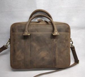 Crazy Horse Leather <b>Laptop</b> Briefcase Messenger Crossbody Handbags Luggage Sling <b>Bags</b> Business Vintage Custom Logos Man College - Product Image 2