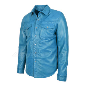 Camisa de Cuero para Hombre de Alta Calidad, Cierre de Botones Cubiertos Moderno, Acabado Liso, Ajuste Cómodo, Manga Larga, Duradera, Transpirable - Product Image 4