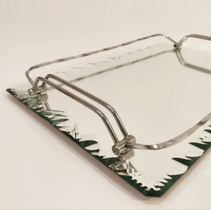 Luxury <b>Mirrored</b> Glass Serving Tray with Metal Handles Decorative <b>Vanity</b> Tray for Home Dining and <b>Table</b> Display - Product Image 2