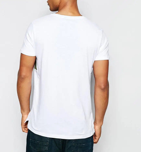 T-shirt à manches courtes pour homme, blanc et vert olive, à blocs de couleur, col rond, coupe classique, jersey en coton tricoté décontracté - Product Image 6
