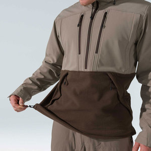 Chaqueta de Forro Polar Beige con Capucha para Hombre, Estilo Casual con Media Cremallera, para Otoño, Cortavientos, Ajuste Regular, Exterior de Poliéster con Bloques de Color - Product Image 6