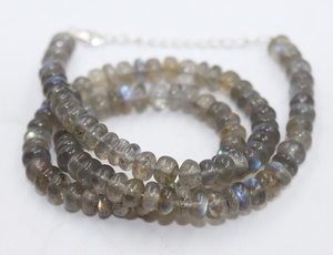 Minimalist Women's Natural Labradorite Beads Necklace 6.5mm Smooth Rondelle Fire Labradorite <b>Stone</b> Chic and Elegant - Product Image 3