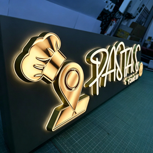 Enseigne extérieure en acrylique et acier inoxydable, lettres lumineuses LED rétroéclairées et frontales, mini logo, enseigne de magasin à police lumineuse - Product Image 4