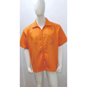 Chaqueta Profesional con Cierre para Barberos - Uniforme de Estilista de Cabello de Manga Corta Color Naranja - Product Image 1