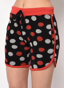 Women's Polka Dot <b>Shorts</b> <b>Black</b> Red Gray Elastic Waist Knitted Cotton Breathable Casual Regular Fit Mid Waist - Product Image 5
