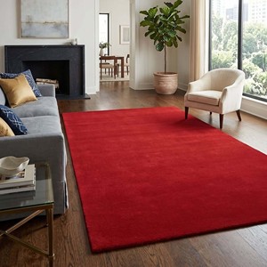 Tapis moderne en laine rouge uni, doux et moelleux, pour salon, chambre à coucher, tapis de sol minimaliste, décoration de luxe pour la maison, tapis rectangulaire - Product Image 1