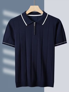 OEM ODM T-shirt Homme Uni à Fermeture Éclair en Tissu Côtelé Premium Manches Courtes Respirant Décontracté pour l'Été et le Quotidien - Product Image 1