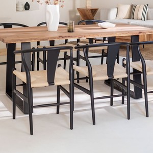 Mesa de comedor rectangular de madera de acacia Vandana Hexa Lunaris - Product Image 2