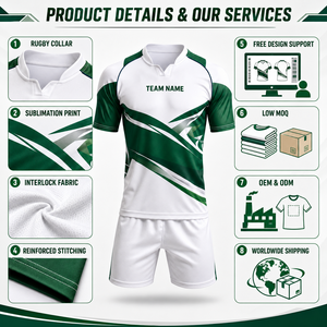 Conjunto de Uniforme de Rugby Juvenil Personalizado al por Mayor, Jersey y Pantalones Cortos Sublimados para Escuelas, Clubes, Academias y Ligas Juveniles - Product Image 4