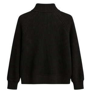 Chaqueta de punto con cremallera para mujer, textura acanalada suave, manga larga, cuello alto, informal, ligera, para uso diario - Product Image 2