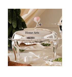 Recipiente para calentar comida de acero inoxidable con diseño admirable, forma personalizada, con tapa de vidrio para decoración de comedor. - Product Image 2