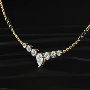Pendentif en or avec diamant solitaire de laboratoire certifié IGI, couleur D-E, taille tailleuse, clarté VVS-VS, pour fiançailles, mariage, style indien, Mangalsutra - Product Image 3