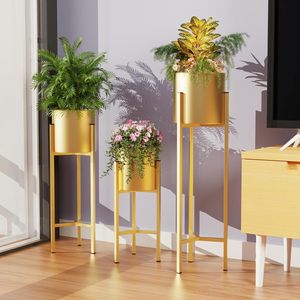 Gold Finish Solid Metal Eco-Friendly Modern Floor <b>Planters</b> Pots for Home Decor Indoor <b>Outdoor</b> Flower Pot Decorative Plant Holder - Product Image 3