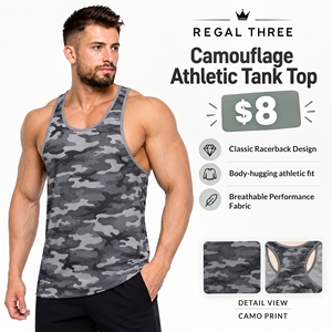 Camiseta sin mangas con estampado de camuflaje, ropa de gimnasio ecológica, top deportivo sin mangas, camiseta de gimnasio de secado rápido para hombre - Product Image 1