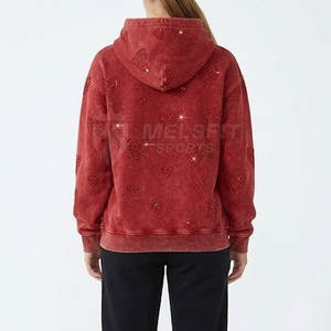 Sudadera con Capucha Premium para Mujer, Tejida, con Lavado Ácido y Pedrería, Diseño Elegante con Piedras en la Parte Delantera, Ajuste Cómodo, Estilo Urbano, Informal, para Uso Diario - Product Image 4