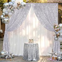 Rideaux de fond blancs à sequins, 2 pièces, 2ftx8ft, pour décoration de Noël, de fête scintillante et de table à gâteau
