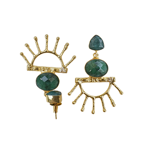 Boucles d'oreilles pendantes en pierre avec corindon, bijoux de mode - Product Image 6