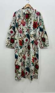 Vestido Kurti de Algodón con Estampado Floral Rosa Hecho a Mano, Ropa Informal Estilo Boho - Product Image 3