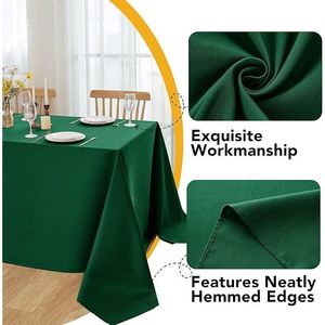 Lot de 10 nappes rectangulaires vert chasseur 60 x 84 pouces, tissu polyester résistant aux taches pour tables de 4 pieds, faciles à laver - Product Image 3